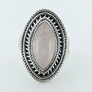 Rose <b>Quartz</b> Marquise 925 Sterling Silver Jewelry gift for her <b>Ring</b> bezel setting Handmade Rose <b>Quartz</b> Jewelry - Product Image 2