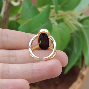 18k Gold Plated Brass Wholesale jewelry Gemstone Green Black Onyx <b>Rings</b> Double open Band <b>Adjustable</b> <b>Ring</b> Gift For Birthday Party - Product Image 6