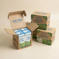 Cajas de Cartón Corrugado Reciclables y Reutilizables Ecológicas para Leche, Biodegradables, Personalizables con Relieve, 180 ml