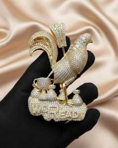 จี้เพชรโมอิสซาไนต์รูปไก่ชน 925 เงินแท้ ชุบทอง 18K สไตล์ฮิปฮอปสุดหรู - Product Image 5
