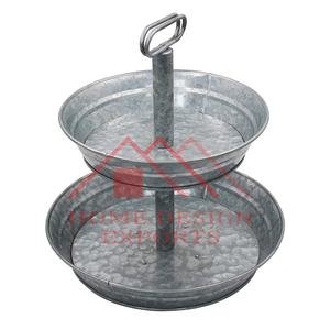 Vintage Decorative Galvanized 2 Tier <b>Storage</b> <b>Tray</b> for Home & Wedding Decor Iron Galvanized Rustic 2 Tiered <b>Tray</b> Best Seller - Product Image 1