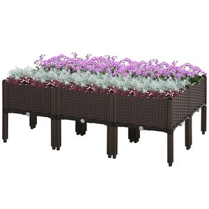 6-Piece Raised Garden Bed with Legs Brown <b>Planter</b> <b>Box</b> to Grow Flowers Herbs Vegetables - Product Image 1