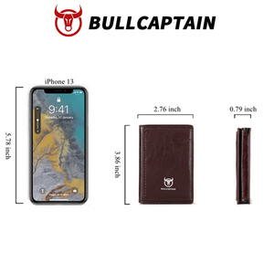 BULLCAPTAIN Tarjetero de Cuero Genuino para Hombre con Bloqueo RFID, Estuche Metálico Automático para Tarjetas de Crédito, Cartera con Logotipo Personalizado - Product Image 6