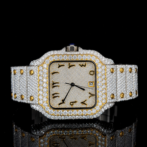 Montre de luxe mécanique sertie de diamants, cadran carré à quartz analogique avec chiffres romains, bracelet en acier inoxydable 20 mm, unisexe, boîte - Product Image 2