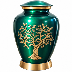 Urna Funeraria de Metal Dorado con Árbol de la Vida, para Cenizas de Adultos, Estilo Americano/Europeo - Product Image 4