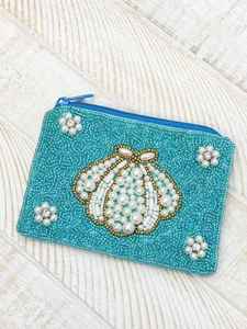 Porte-monnaie bleu perlé à motif étoile, pochette zippée, petit mini portefeuille, sac à monnaie fait main en perles, porte-billets, étuis à cartes à rayures - Product Image 3