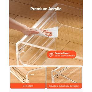 Modern Rectangle Acrylic 2-Tier Coffee Table with Storage Shelf Side Table for Dining <b>Room</b> Kit Acrylic <b>Desk</b> for Home Use - Product Image 5