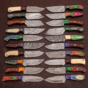 Lot de 20 couteaux en acier Damas avec manches en bois pour le camping et la randonnée en plein air, avec étui en cuir - Product Image 5