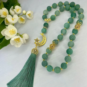 Chapelet de prière personnalisable en résine écologique fait main, perles ambre et turquoise, Tasbih religieux, Art créatif musulman - Product Image 1