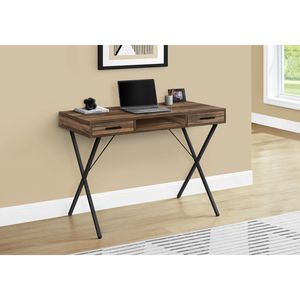 Scrivania per Computer Contemporanea da 42 Pollici per Ufficio Domestico con Cassetti di Stoccaggio Sinistro e Destro, Laminato Marrone e Metallo Nero - Product Image 5