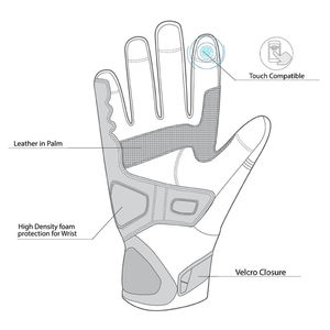 Gants de moto en cuir personnalisables à écran tactile, grande taille, hiver, antidérapants, respirants, à doigts complets, unisexes, équipement de protection - Product Image 6