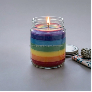Custom Multi Color 7 Chakra Mason Jar <b>Candle</b> <b>Bulk</b> Sourcing Energy Healing Sacred Flames Gift - Product Image 2