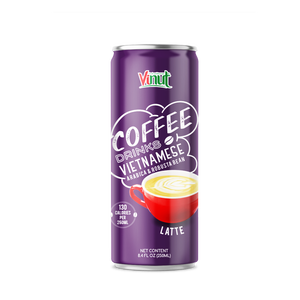 กาแฟลาเต้ อาราบิก้า โรบัสต้า เบลนด์ กระป๋องอะลูมิเนียม 250 มล. (แพ็ค 24 กระป๋อง) VINUT พร้อมดื่ม สำหรับผู้ค้าส่ง รับผลิตแบบ OEM ODM - Product Image 1