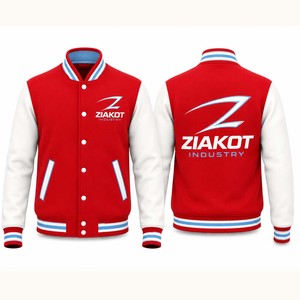 Veste Bomber Varsity Letterman Bicolore Rouge et Noir à Boutons Pression Personnalisée pour l'Industrie Ziakot – Vente en Gros Directe - Product Image 6