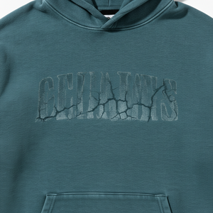 Sweat-shirt à capuche surdimensionné pour homme en coton vert French Terry, pull décontracté avec poche avant et imprimé craquelé, idéal pour l'hiver - Product Image 4