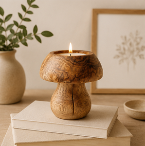 Handcrafted Mushroom Shape Wooden <b>Candle</b> Holder Rustic Natural Wood <b>Tea</b> Light Stand For Farmhouse Table Decor Wedding Centertop - Product Image 4