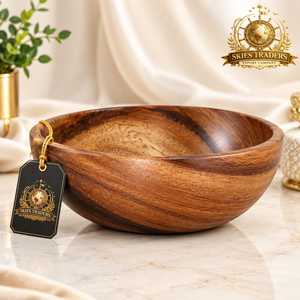 Tazón de Madera de Olivo Figurado de Lujo, Hecho a Mano, con Acabado Brillante y Diseño de Grano de Mármol, para Servir Frutas y Ensaladas - Product Image 5