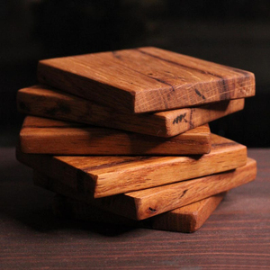 Rustic Wooden Coaster <b>Set</b> <b>Square</b> Solid Wood Drink Mats Thick Coffee Cup Pads Vintage Table Decorative Tableware Accessories - Product Image 2
