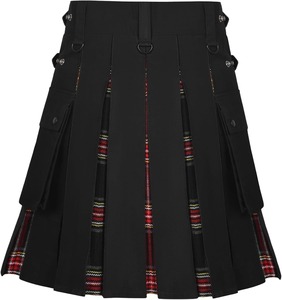 Men's Wool Kilt Solid <b>Black</b> <b>Pleated</b> Traditional Scottish <b>Skirt</b> Regular Fit Adult Size In-Stock - Product Image 2