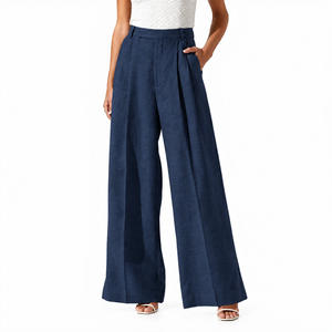 High Waist Wide Leg Linen Pants Beige Full Length Pleated Casual <b>Summer</b> Women's <b>Trousers</b> 100% Linen Breathable Loose Fit - Product Image 3