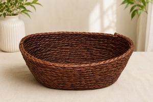 Panier de rangement tressé artisanal en fibres naturelles, style rustique, pour l'organisation domestique et la décoration intérieure (vente en gros) - Product Image 1