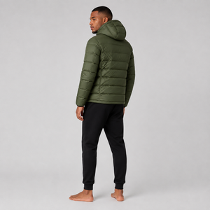 Veste matelassée pour homme, hiver, extérieur, à capuche, doublure en soie épaisse, rembourrage en coton, logo personnalisé, poids du tissu 500g, tendance, décontractée - Product Image 5