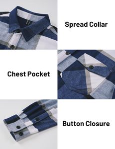 Custom <b>Men</b> <b>Flannel</b> <b>Shirt</b> Long Sleeve Plaid Button Down Shacket OEM Bulk Wholesale - Product Image 4
