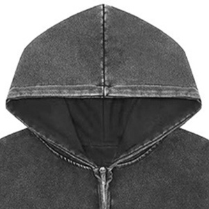 Hoodie oversize tendance pour homme, délavé à l'acide, décontracté, à manches longues, 100% coton molletonné, épaules tombantes, fermeture éclair, style streetwear - Product Image 3