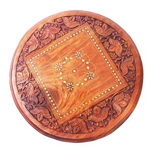 Mesa Auxiliar/Mesa de Centro/Mesa Esquinera/Mesa de Exterior/Mueble de Salón con Hermoso Diseño de Tallado en Madera y Latón - Product Image 2