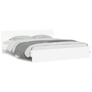 Cadre de lit en bois d'ingénierie blanc avec tête de lit, taille 75,98 x 79,92 pouces - Product Image 4