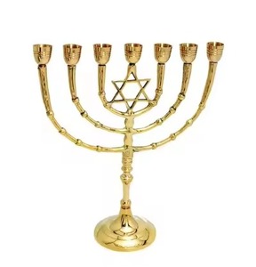 Candelabro de Metal para Menorah, Candelabro Judío para Hanukkah, Portavelas Decorativo, Elegante Adorno Religioso para el Hogar - Product Image 1
