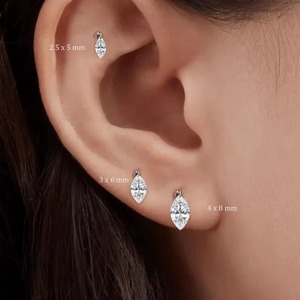 Boucles d'oreilles en forme de marquis Moissanite blanche en argent sterling 925 belle boucle d'oreille en diamant Moissanite et autres bijoux en diamant - Product Image 4