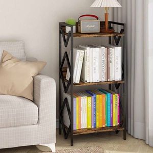 Piccola libreria in metallo a 3 livelli rustica da libreria da tavolo Organizer per ufficio soggiorno camera da letto-per un piccolo spazio - Product Image 6