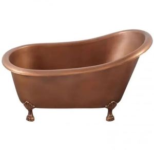 Bañera independiente de cobre con patas, exterior negro, ovalada, de lujo, hecha a mano, para baño de hotel u hogar - Product Image 2