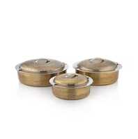 Ensemble de casseroles de luxe en acier inoxydable martelé doré, chauffe-plats isothermes haut de gamme pour buffet d'hôtel