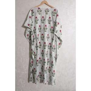 Caftán de Algodón con Estampado Artesanal para Mujer, Vestido Bohemio de Verano, Holgado, Ligero, para Playa o Descanso, Cintura Natural - Product Image 5