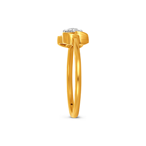Bague solitaire élégante en or jaune 18 carats avec diamant rond et motif floral minimaliste pour femme – Bague de fiançailles - Product Image 4