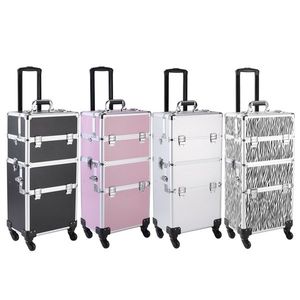 Valigetta per Trucchi 3-in-1 in Alluminio con Motivo Frutta, Resistente, Ecologica, Impermeabile, con Manico in PVC Argento per Organizzazione Cosmetici - Product Image 3