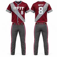 Ensemble uniforme de baseball personnalisé avec logo, maillot à manches courtes et pantalon, 100 % polyester, UPF 50+, grande taille, kit sportif à séchage rapide