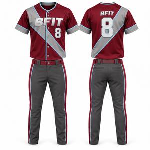 Ensemble uniforme de baseball personnalisé avec logo, maillot à manches courtes et pantalon, 100 % polyester, UPF 50+, grande taille, kit sportif à séchage rapide - Product Image 1
