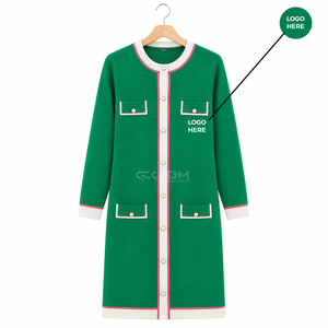 Cardigan en acrylique vert tricoté à manches longues, style classique, boutons contrastants sur le devant, de la sororité Cosh International. - Product Image 5