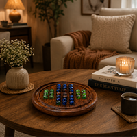 Jeu de solitaire en marbre sur plateau en bois artisanal de qualité supérieure |   Ensemble de jeux de stratégie classiques pour enfants et adultes, tablette éducative de voyage