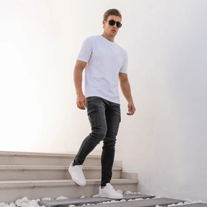 Jeans slim vintage déchirés de haute qualité pour hommes, pantalon bleu pour hommes, jeans en denim délavé - Product Image 3