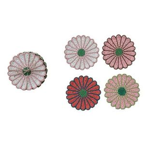 แผ่นรองแก้วปักมือหลากสีสันประดับด้วยลูกปัดอย่างประณีตสำหรับชา กาแฟ และโต๊ะอาหาร - Product Image 1