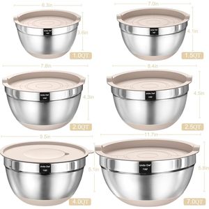Set di 26 Ciotole in Acciaio Inox Color Kaki con Coperchi Ermetici e Accessori Grattugia, Utensili da Cucina Antiscivolo, Set di Ciotole per Mescolare - Product Image 2