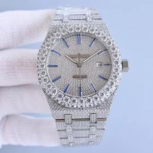 Reloj de Lujo para Hombre, Estilo Antiguo, con Diamantes Cuadrados, Esfera Romana Multicolor, Acero Inoxidable, 41MM, 3BAR - Product Image 1