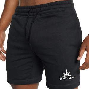 Custom Logo Men's <b>Black</b> Cotton <b>Shorts</b> With Embroidered Logo Drawstring Waist Casual Style - Product Image 5