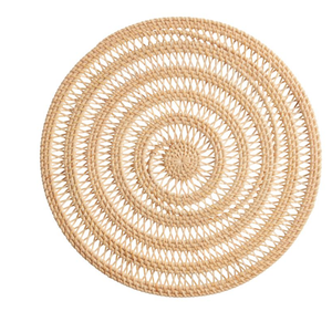 Set de table rond en rotin tressé à la main, style bohème chic, pour décoration intérieure, sous-plat de mariage en fibre naturelle - Product Image 1