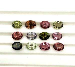 Turmalina natural multicolor de corte ovalado, gema facetada de 6*8 mm para la fabricación de joyas, certificada por IGI. - Product Image 1