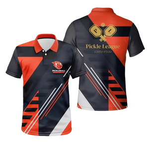 Pickleball Custom Sublimation Athletic <b>Shirt</b> Breathable Eco-Friendly Spandex/Cotton <b>Half</b> Sleeve Button-Up Collar Quick Unisex - Product Image 3